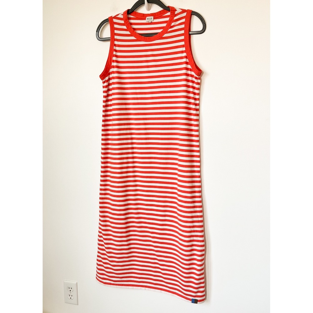 Kule The Tank Dress Striped Midi Womens Medium Poppy White - Picture 3 of 14